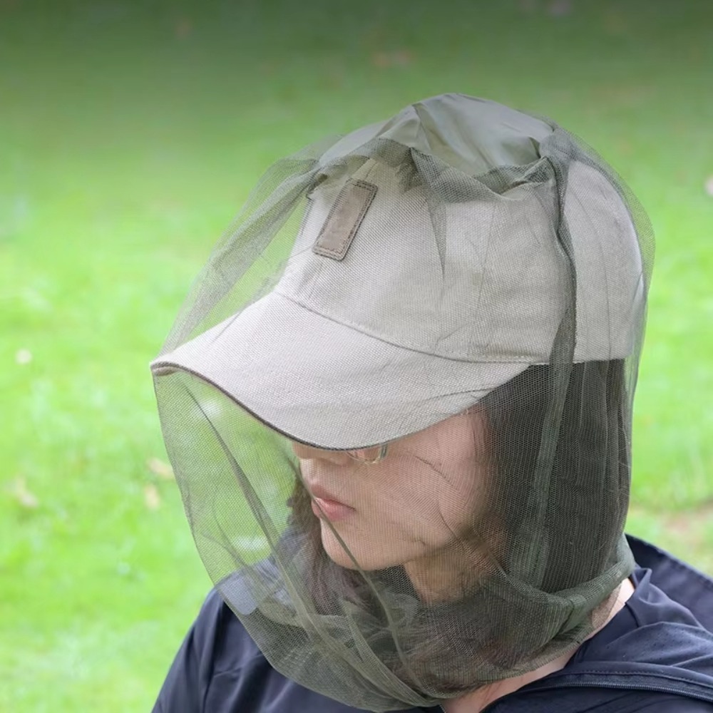 Outdoor Camping Mosquito Net - 釣り用蚊よけ帽子、虫除けメッシュヘッドネット、フェイスプロテクター、キャンプ用日よけ帽子、アウトドア旅行キャンプ用帽子