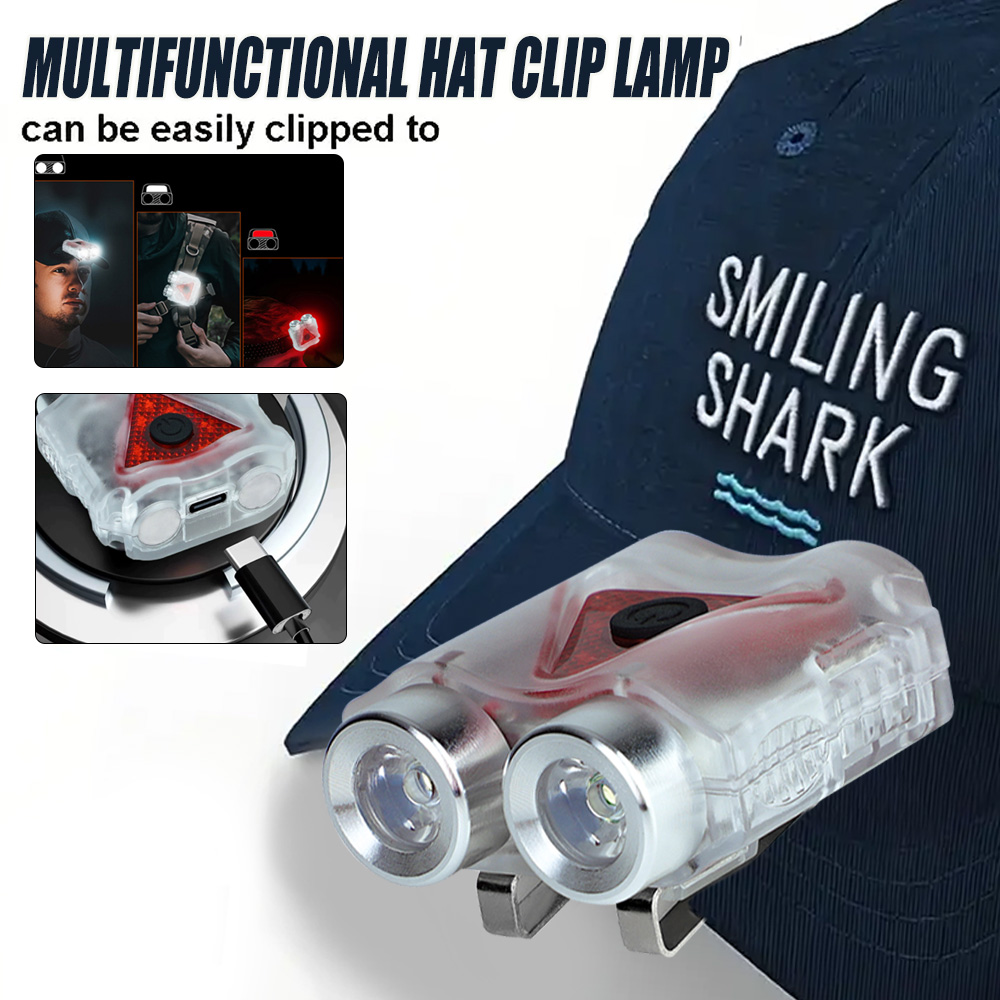 Outdoor Camping Hat - 充電式ハンズフリーLEDヘッドランプ、防水キーチェーンマグネットヘッドライト、ナイトランニング、キャンプ、緊急作業用の帽子クリップ付き