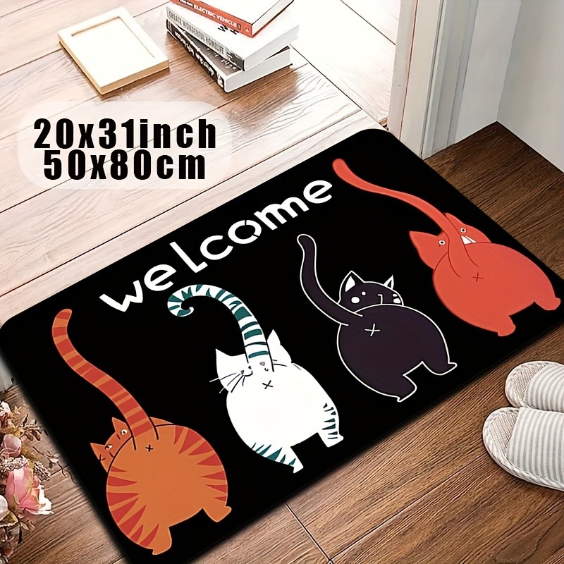 Outdoor Camping Kitchen With Sink - 1枚入り 可愛い漫画猫柄 ドアマット キッチンマット 滑り止め ポップ