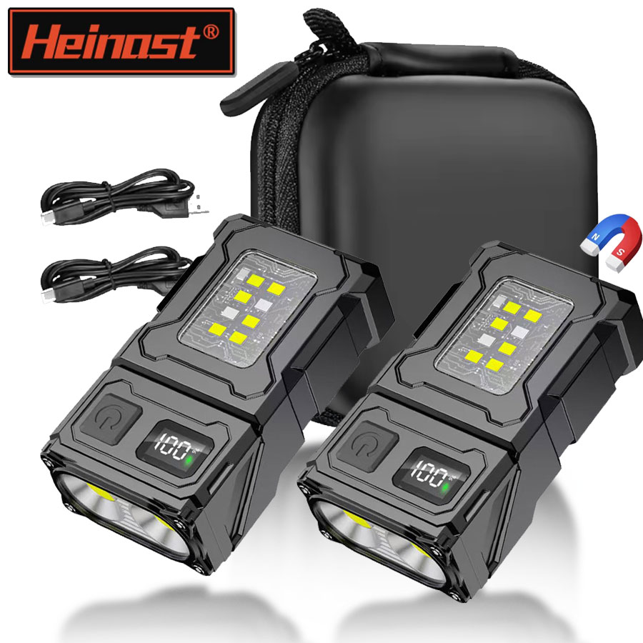 Battery Outdoor Camping - ミニポータブル LED COB 懐中電灯ヘッド回転磁気トーチ内蔵バッテリー USB 充電式屋外キャンプ緊急ランタン