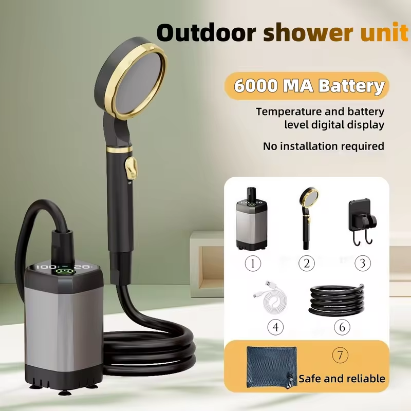 Battery Outdoor Camping - ポータブル屋外電気シャワーユニット キャンプシャワーキット 長時間バッテリー駆動 建設現場、キャンプ、家庭用に最適