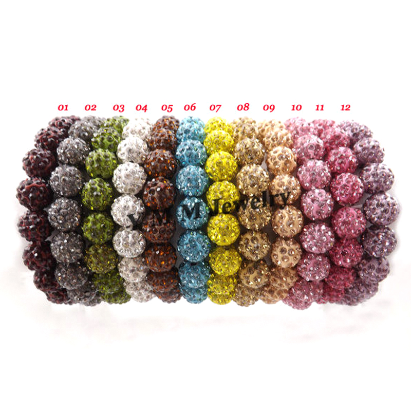 Paracord Bracelet - Xiaoyaotym-ボールとビーズのブレスレット12個,ラインストーンをセットしたジュエリー,伸縮性,24色からお選びいただけます