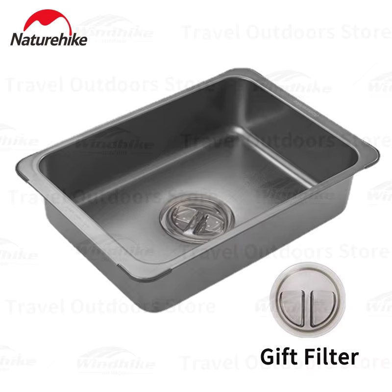 Outdoor Camping Kitchen With Sink - Naturehike 洗濯シンク ステンレス鋼 屋外調理器具洗面器 キャンプ洗面器 マルチツール