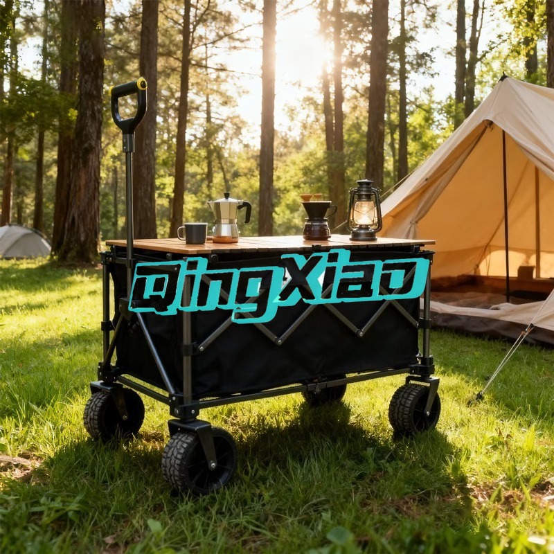 Outdoor Camping Trolley - 電動折りたたみ式キャンプワゴンカート、ポータブル屋外ピクニックトロリー、ショッピングや荷物運搬用大型ホイール付き