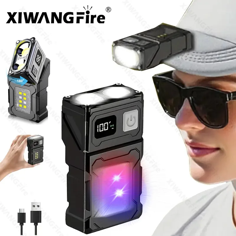 Outdoor Camping Glamping - ミニUSB充電式LED懐中電灯 - ポータブル超高輝度トーチ、テールマグネット付き、サイドCOB緊急ライト＆キャンプランタン