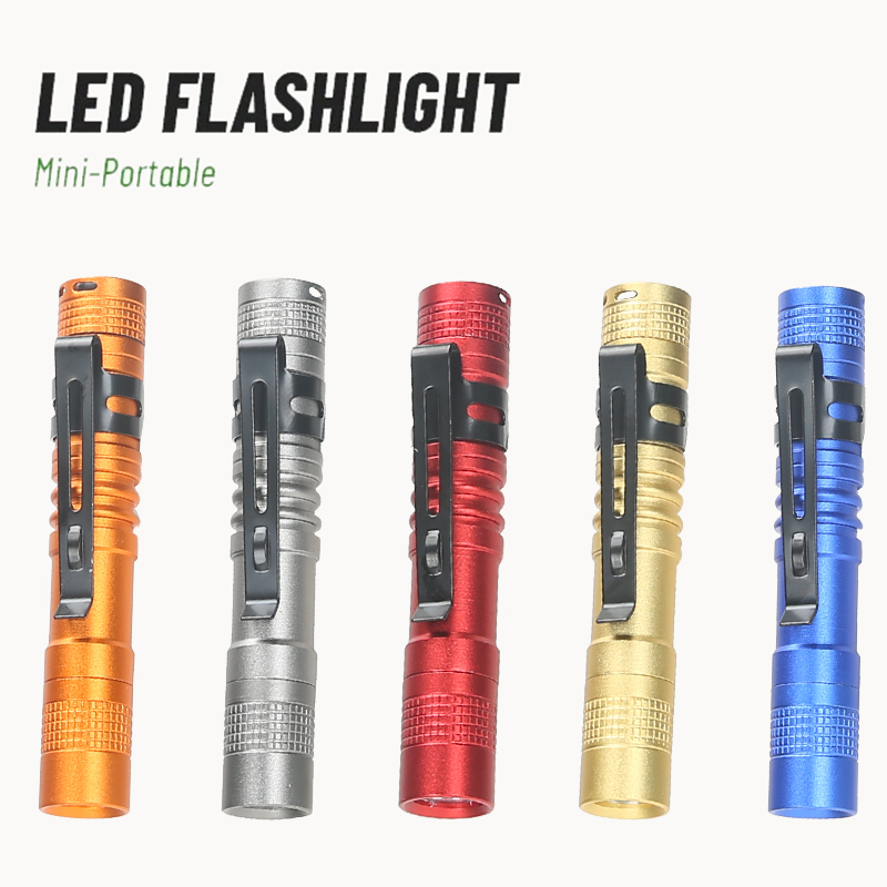 Outdoor Camping Lamp - ペンクリップ付きポータブルミニLEDペン懐中電灯、ハンドヘルドウルトラポケットトーチ、屋外キャンプ緊急ランプ用AAA電池使用