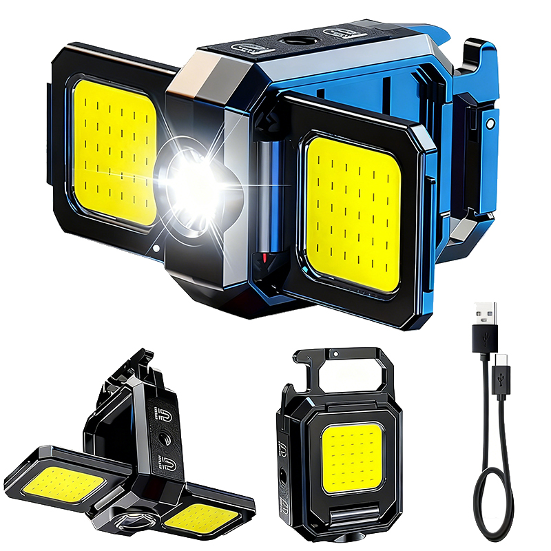 Outdoor Camping Lamp - ミニ懐中電灯キーホルダーライト COB ワークライト USB 充電式ランプ 90