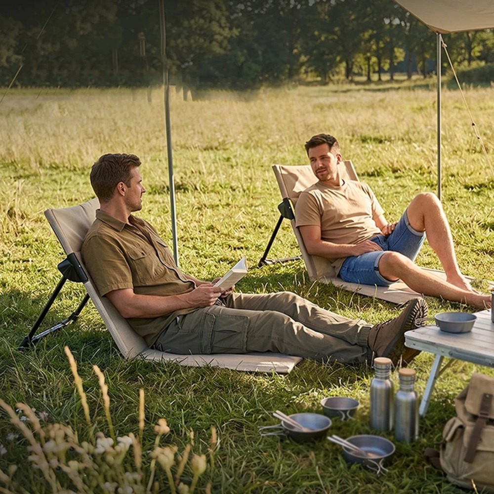 Outdoor Camping Recliner - ビーチバケーション折りたたみ椅子公園遊び芝生レジャー背もたれリクライニングチェア屋外ピクニック調節可能軽量レイジーカッションチェア