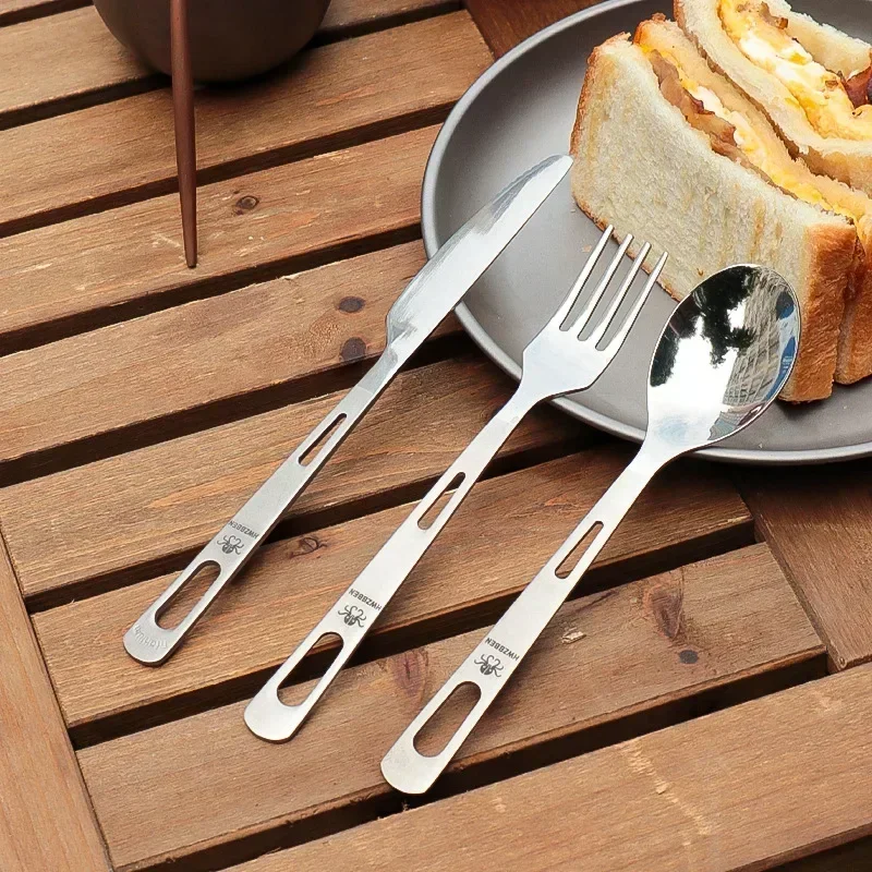 Outdoor Camping Dining Set - Hwzbben-チタン食器セット、フォーク、スプーン、ナイフ、ポータブル、超軽量、キッチンツール、キャンプ用品、アウトドアピクニック