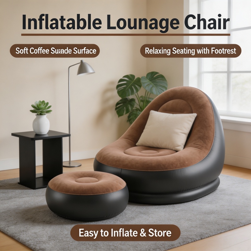 Outdoor Camping Recliner - レイジーソファ エアーソファ 折りたたみ式リクライニングチェア 屋外ソファベッド フットスツール ポータブル折りたたみエアベッド