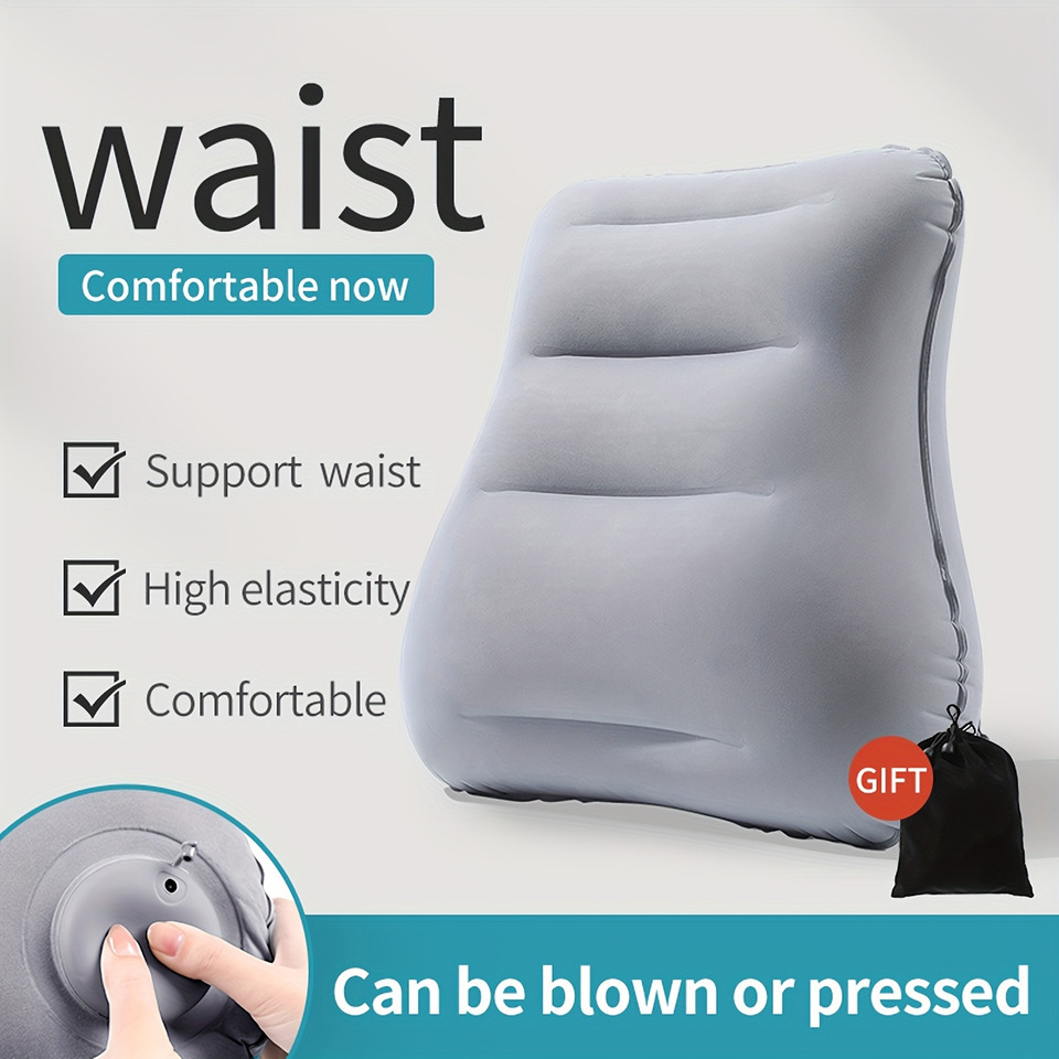Camp Pillow Compressible - インフレータブルランバーサポート枕爆破旅行クッション腰痛オフィスチェアゲーム座りカーシート背もたれ