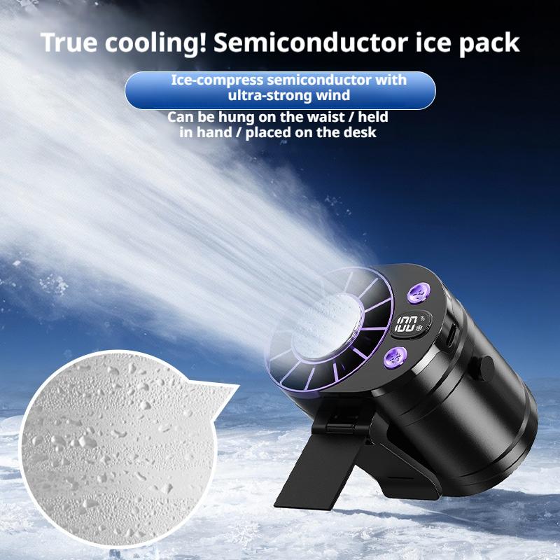 Outdoor Camping Air Conditioner - ポータブルウエスト冷却ファン半導体ミニエアコンクリップオン車用LEDディスプレイ100速度調整可能ハイキングキャンプ作業用