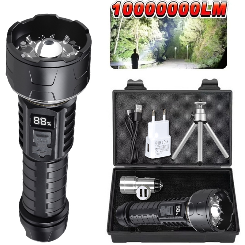 Outdoor Camping Lamp - COB LED 懐中電灯充電式ランタン 7 コアキャンプトーチ赤色光警告ランプ三脚を設置可能屋外ハイキング緊急時