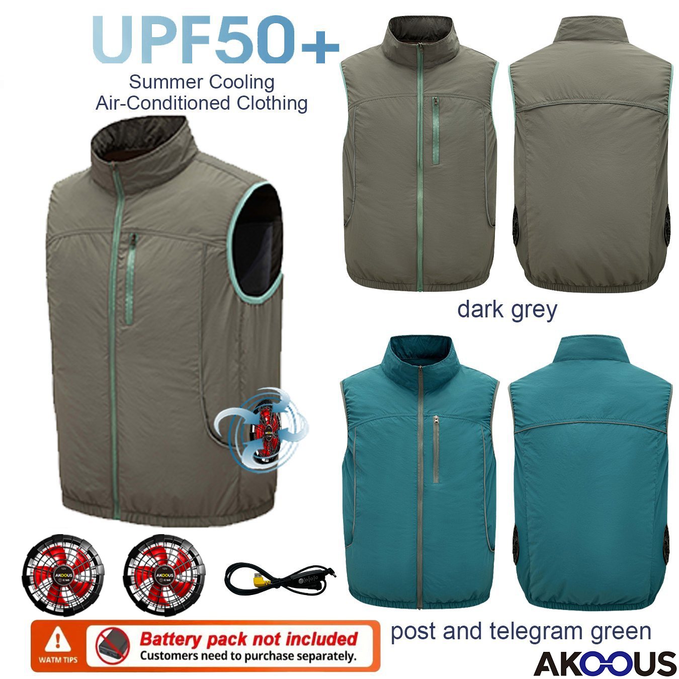 Outdoor Camping Air Conditioner - 12V 5V USB ノースリーブ冷却ファンベスト通気性エアコンチョッキユニセックス夏屋外キャンプ釣り耐熱