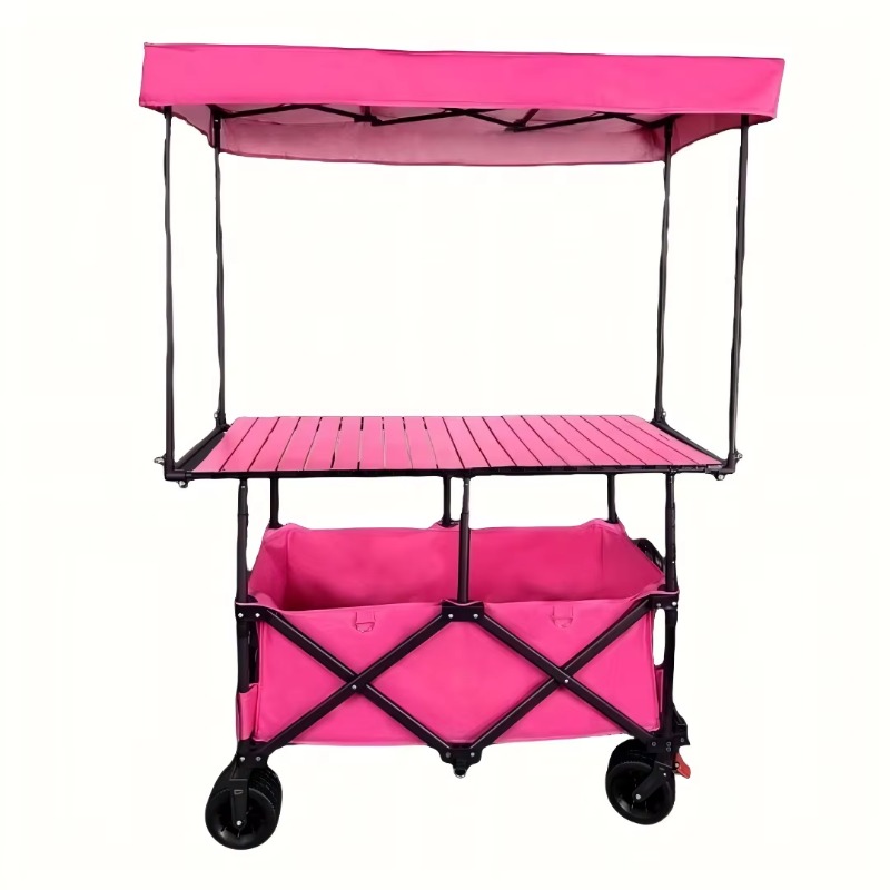 Outdoor Camping Trolley - 折りたたみ式スチールテーブルトロリーカート屋台多色モバイルピクニックアウトドアキャンプポータブル