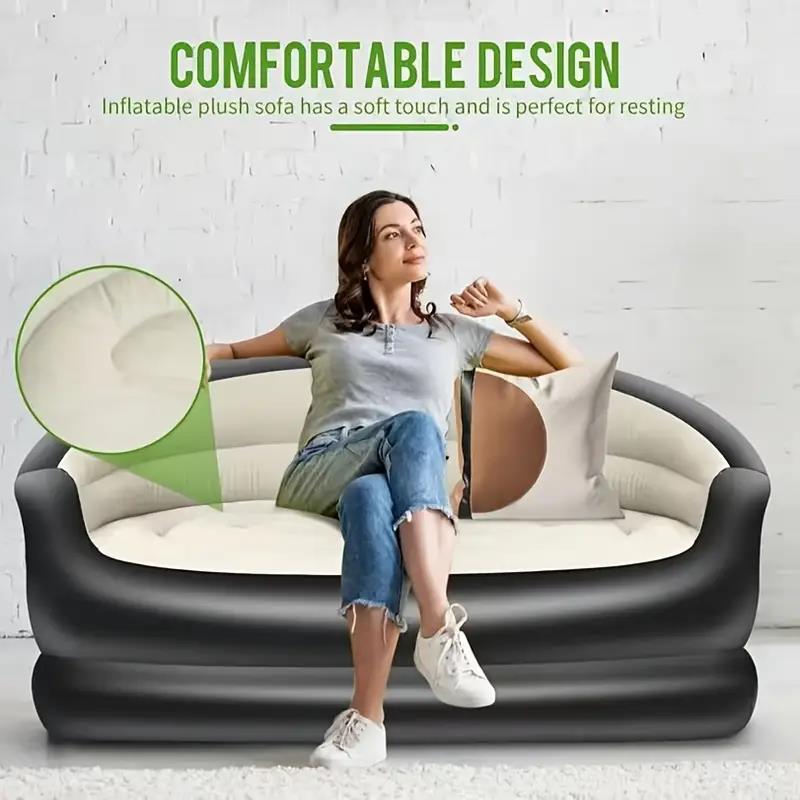 Outdoor Camping Recliner - 屋外用ポータブルインフレータブルベッド、ラウンジダブルソファ、折りたたみ式キャンプ用インフレータブルリクライニングチェア、フロッキング屋外用インフレータブルソファ