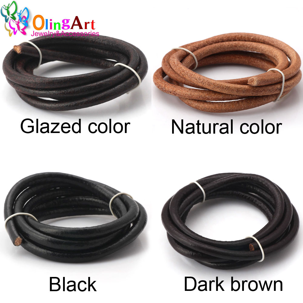 Paracord Bracelet - Olingart-ネックレス用レザーコード,ラウンドコード,カラーブラック/ナチュラル/ブラウン,直径1.5/2/3/4/5/6mm