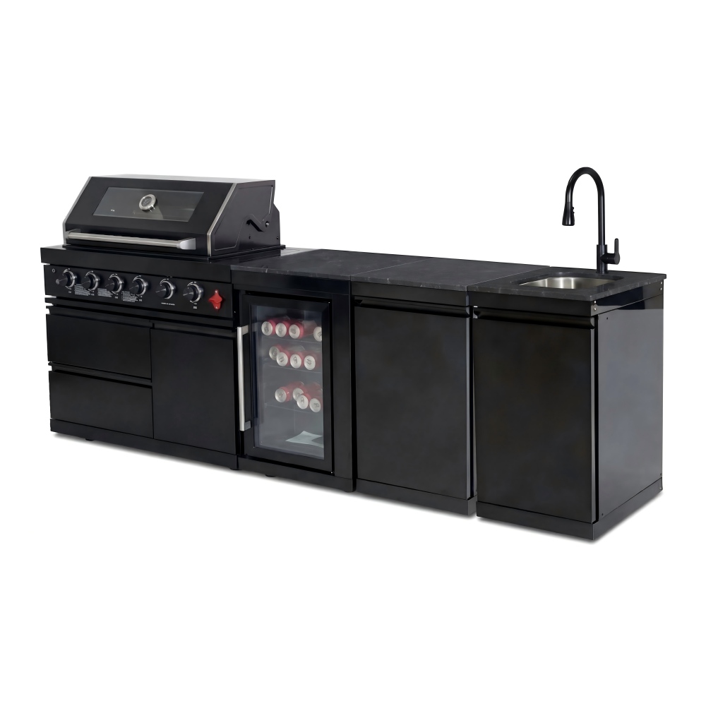 Outdoor Camping Kitchen With Sink - プレミアム品質カスタムキャンプ用モジュール式屋外キッチンステンレス製ブラック屋外グリルBBQキッチン グリルアイランド シンク付き