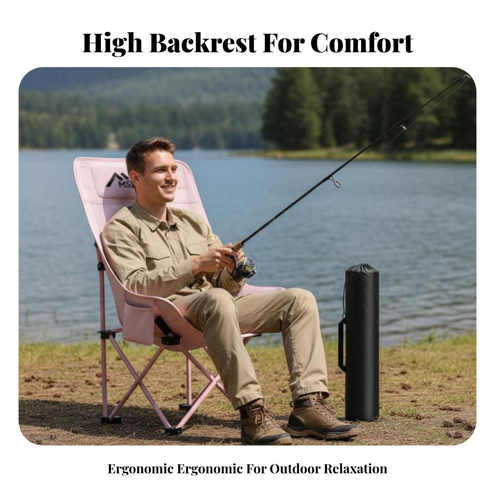Outdoor Camping Recliner - 折りたたみ式メッシュハイバックチェア抗疲労通気性リクライニングチェアホームオフィス寝室屋外キャンプ釣り用シート