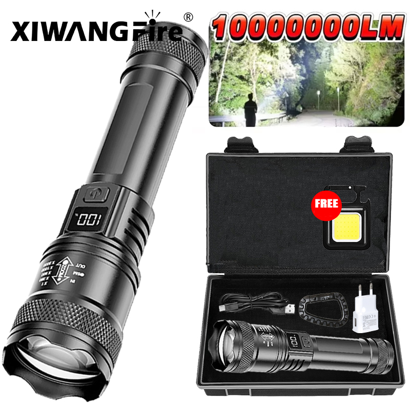 Outdoor Camping Glamping - 超高輝度 LED 懐中電灯 2000LM Type-C 充電式長距離ズーム戦術トーチ屋外緊急キャンプ釣りランタン