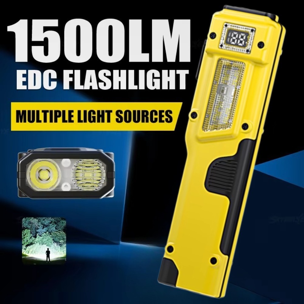 Outdoor Camping Glamping - 超薄型 EDC 充電式 LED 懐中電灯バッテリーディスプレイデュアルスイッチポケットペンライトポータブルワークライトハイキングキャンプ用