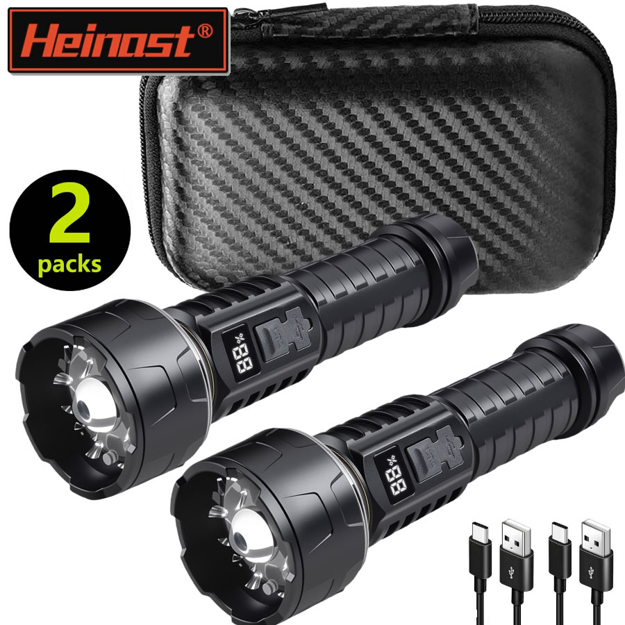 Battery Outdoor Camping - 1/2 個/セット高強力 LED 懐中電灯緊急スポットライト内蔵バッテリー充電式ポータブル屋外キャンプトーチ