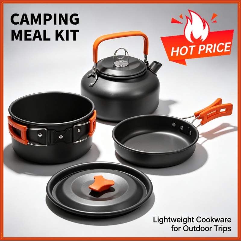 Outdoor Camping Dining Set - キャンプクッキングセット キャンプ調理器具 旅行用食器 アウトドアピクニックセット ティーポット 2～3人用
