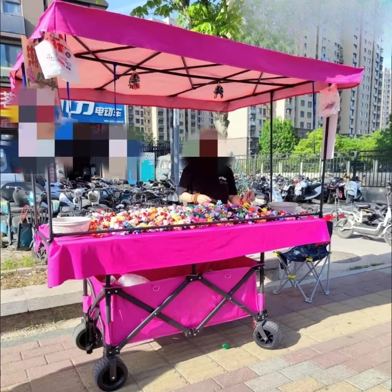 Outdoor Camping Trolley - 大型テーブルボード付き屋台トロリーは持ち上げて折りたたむことができ、モバイル屋外屋台スナックキャンプトロリーです。