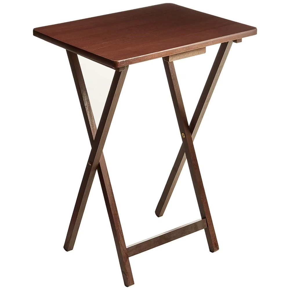 ウォールナット仕上げのラバーウッド折りたたみ式テレビトレイテ - Outdoor Camping Table のレビューと価格