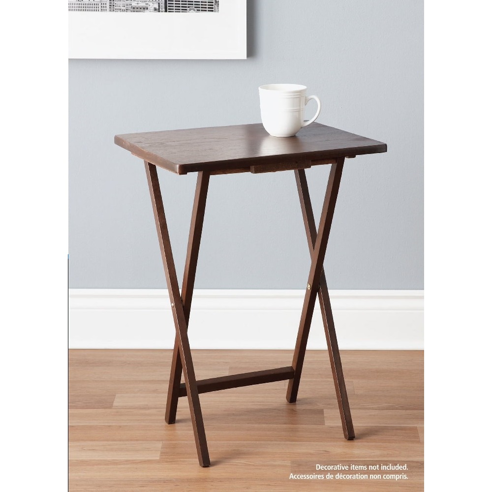 ウォールナット仕上げのラバーウッド折りたたみ式テレビトレイテ - Outdoor Camping Table のレビューと価格