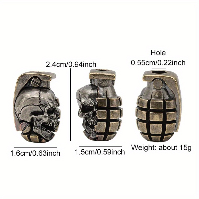 真鍮織りedcナイフビーズ、デュアルカラー、頭蓋骨、手榴弾、 - Paracord Bracelet のレビューと価格