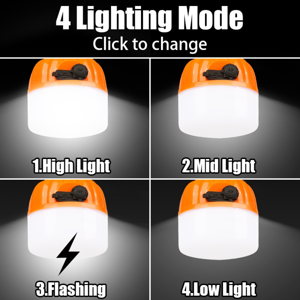 ポータブルミニキャンプランプ 4つの照明モード フック付き  - Battery Outdoor Camping のレビューと価格
