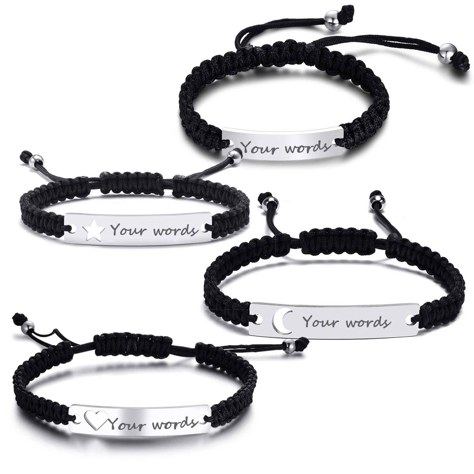 カスタムヴィンテージ編み込みロープチェーンハートスタームーン - Paracord Bracelet のレビューと価格