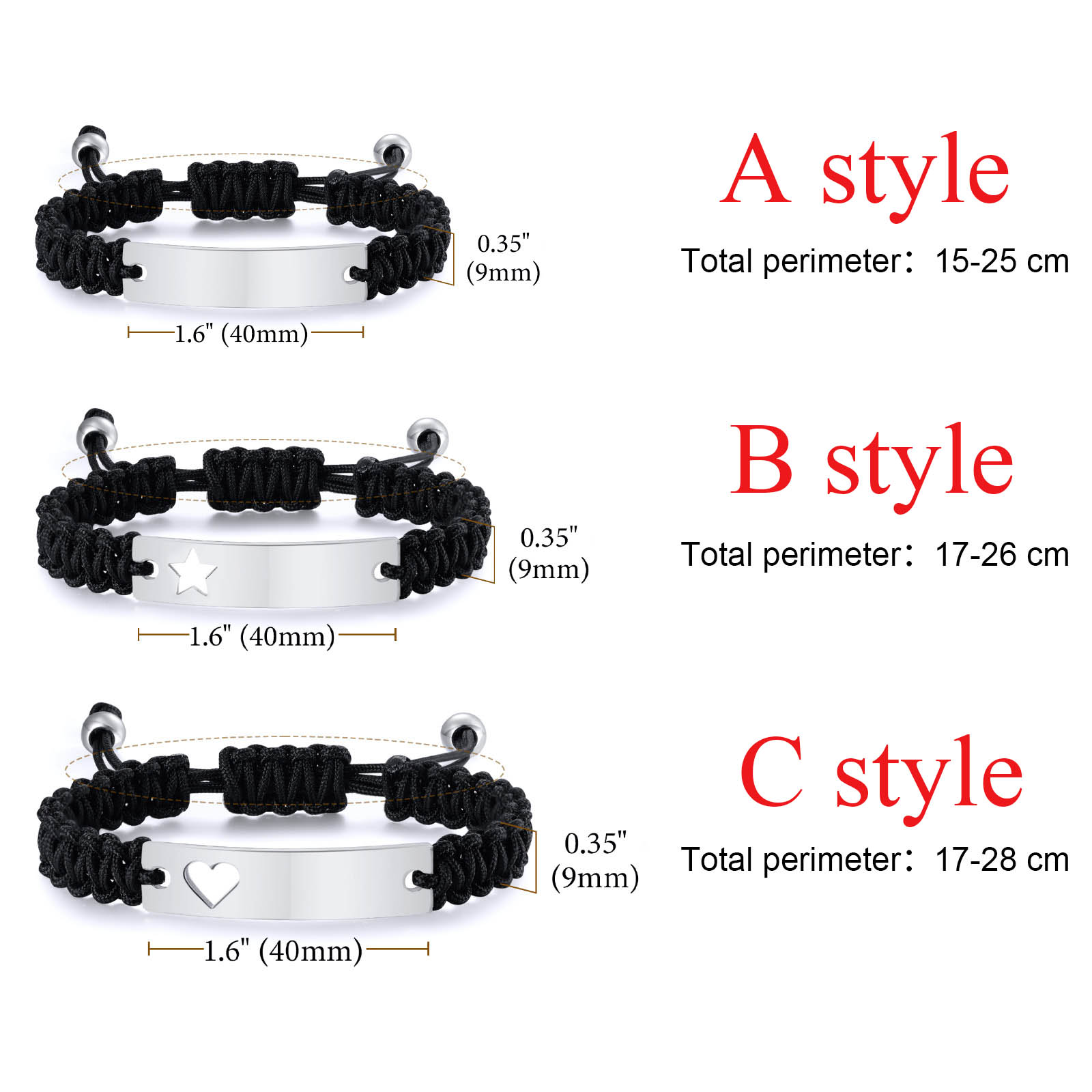 カスタムヴィンテージ編み込みロープチェーンハートスタームーン - Paracord Bracelet のレビューと価格
