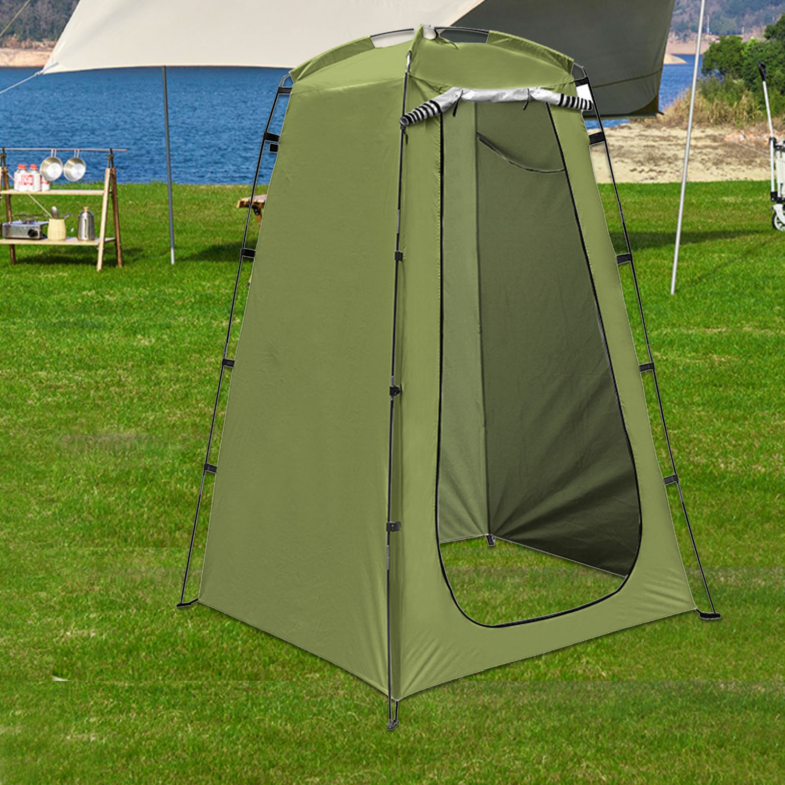 キャンプ用シャワーテント、車用サイドバスルームテント、ドア付 - Outdoor Camping Toilet Tent のレビューと価格