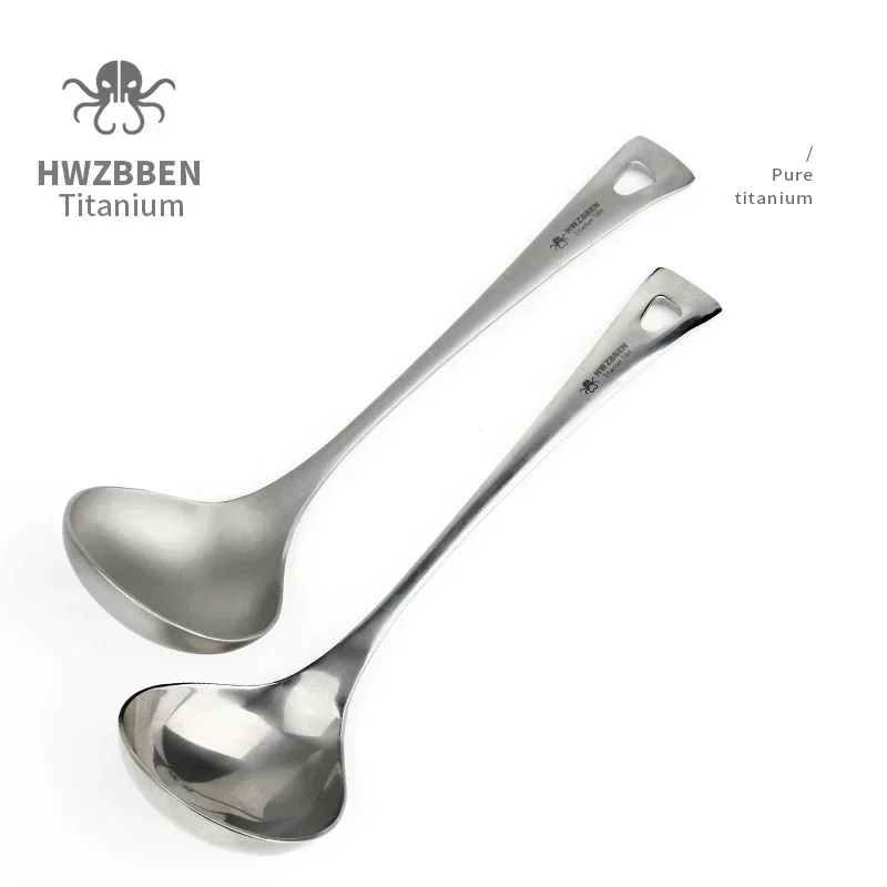 Hwzbben-長いハンドル付きのチタンスープスプーン,キャ - Outdoor Camping Dining Set のレビューと価格