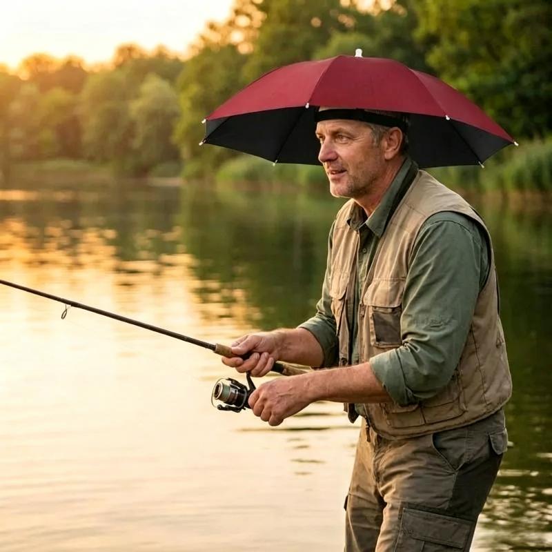 UVカット防水折りたたみ傘帽子ハンズフリーヘッドシェード屋外 - Outdoor Camping Hat のレビューと価格