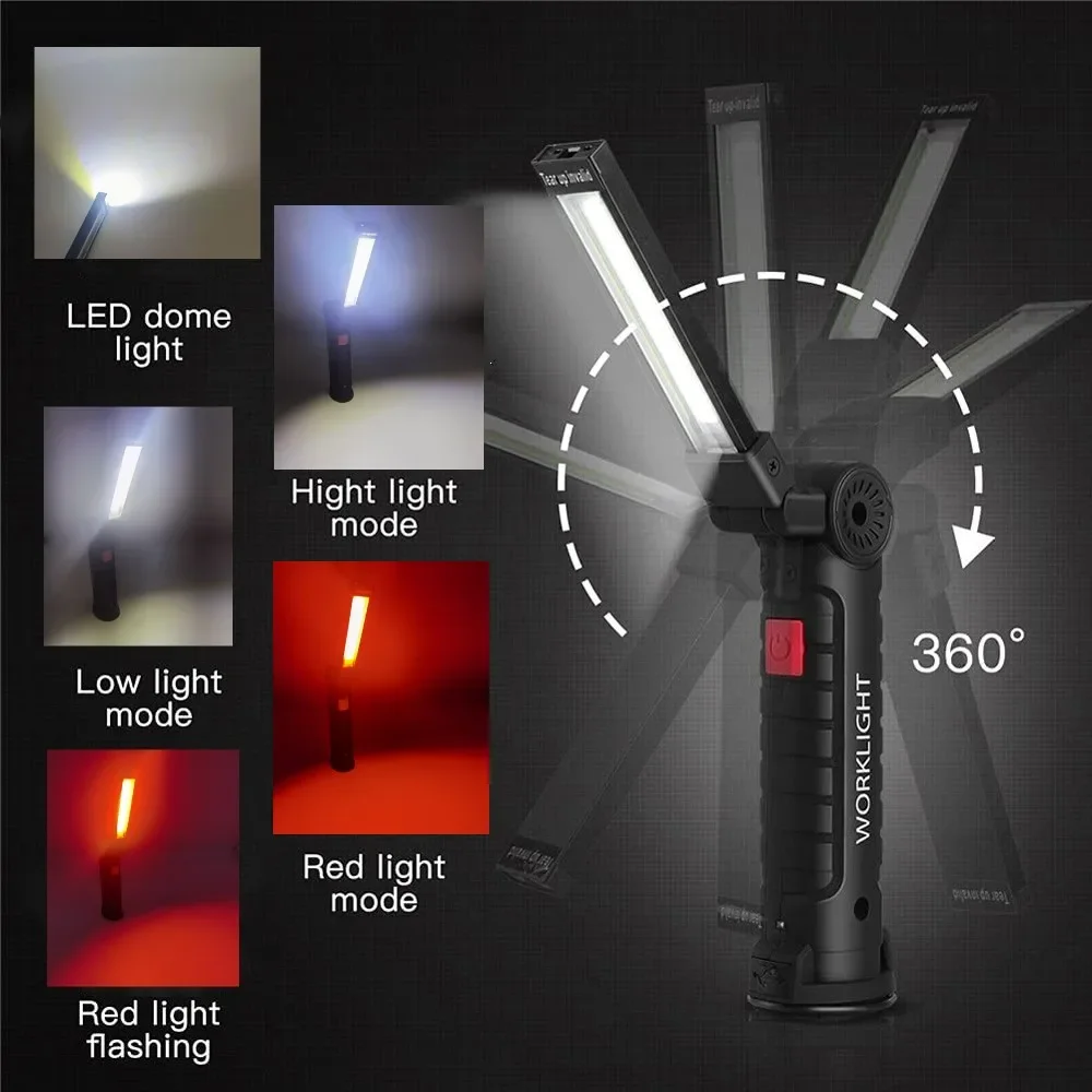 ポータブル COB LED 懐中電灯 USB 充電式ワークラ - Outdoor Camping Lamp のレビューと価格