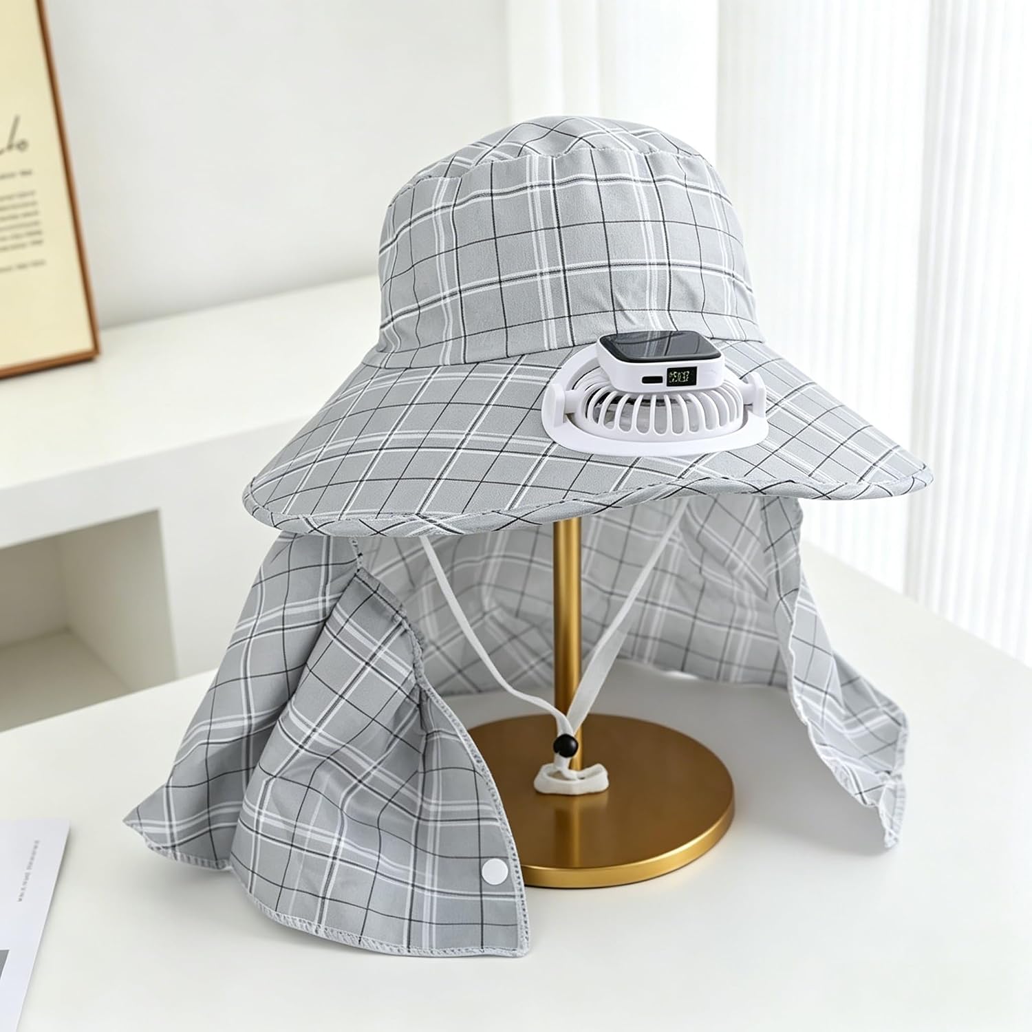 1PC ソーラーパワーネックガードファンハット USB 充電 - Outdoor Camping Hat のレビューと価格