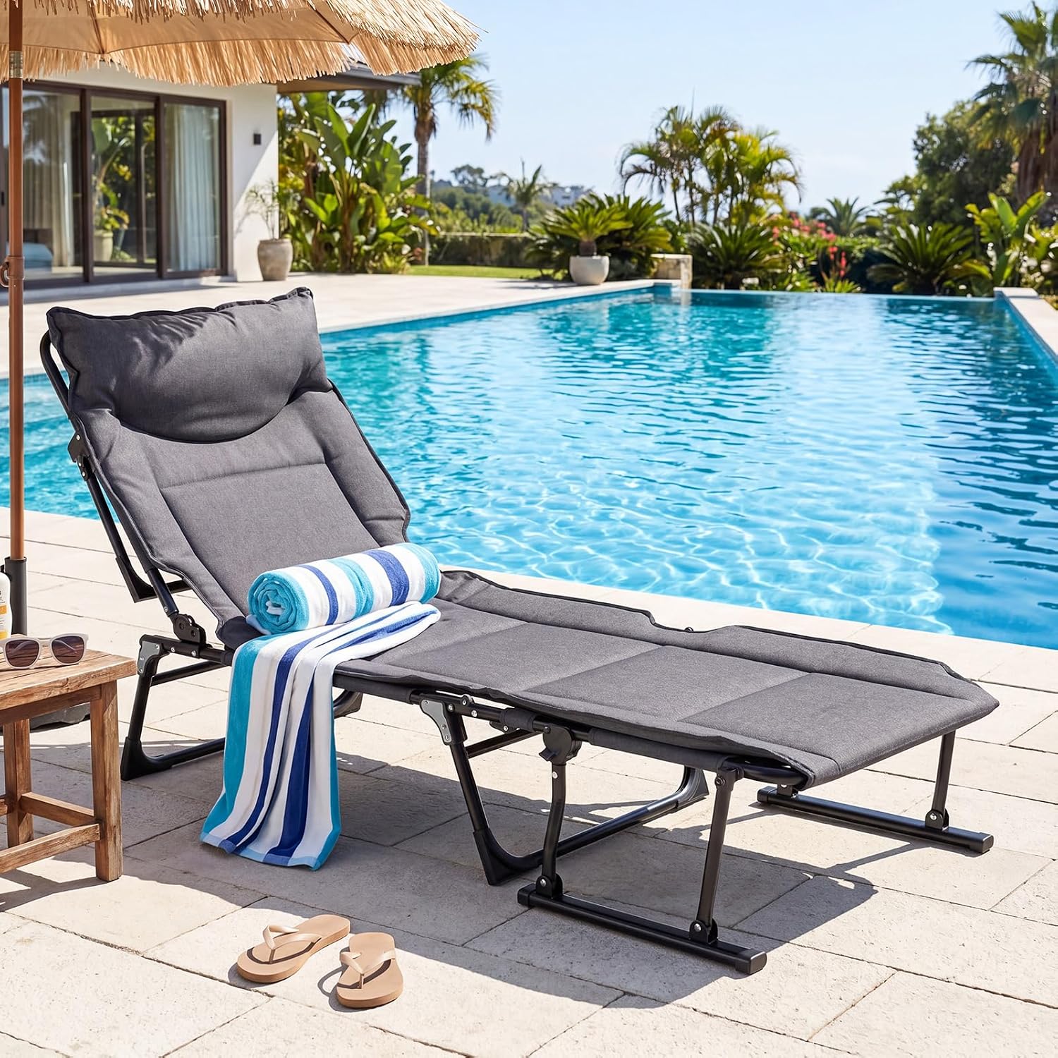 折りたたみ式パティオラウンジチェア2脚セット、調節可能なリク - Outdoor Camping Recliner のレビューと価格