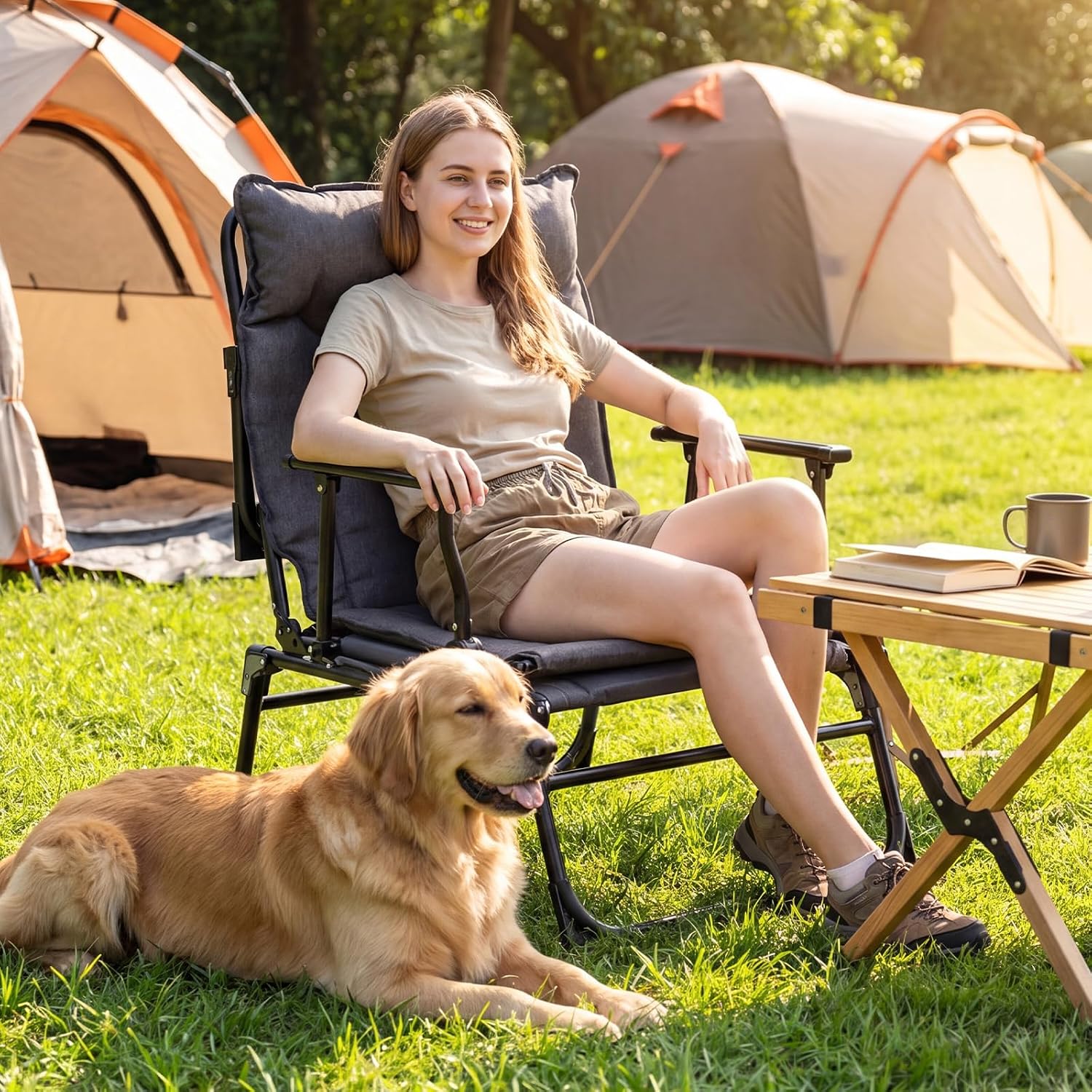折りたたみ式パティオラウンジチェア2脚セット、調節可能なリク - Outdoor Camping Recliner のレビューと価格