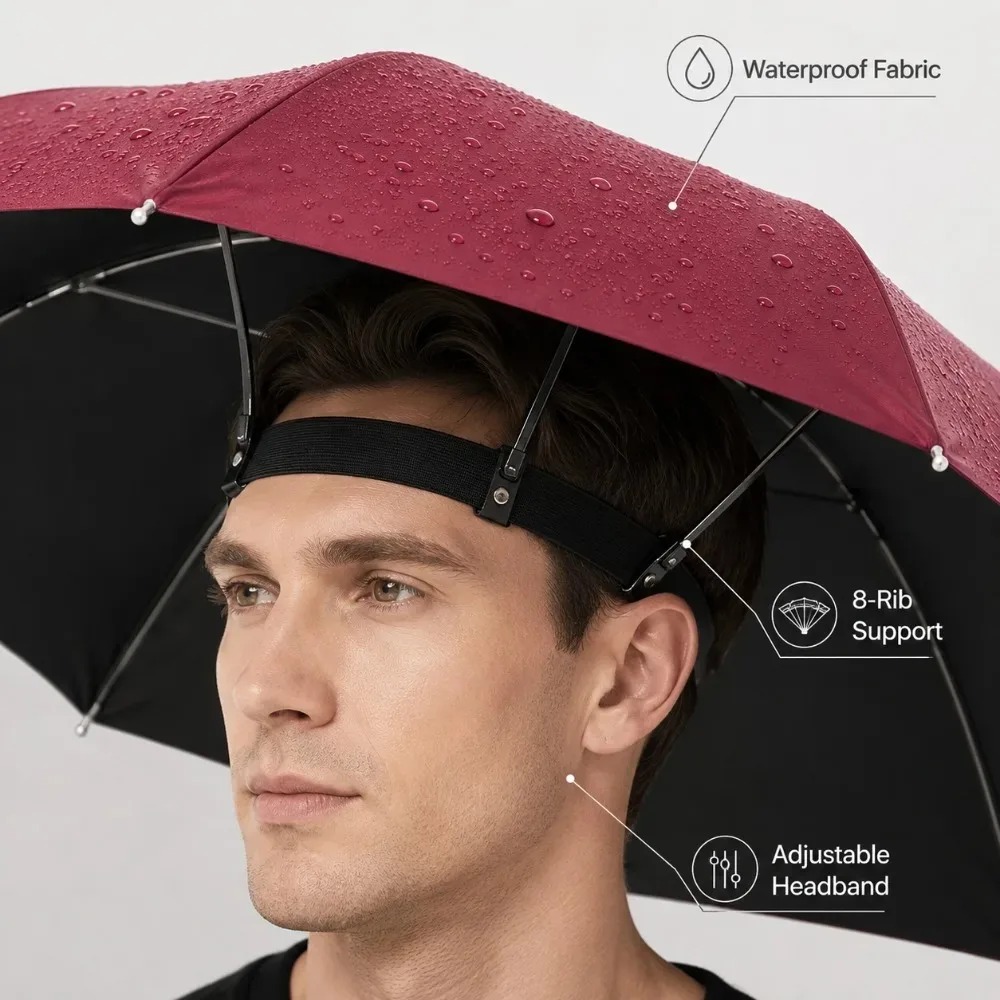 折りたたみ式ヘッド傘帽子 ハンズフリー 防水日よけ 釣り、ガ - Outdoor Camping Hat のレビューと価格