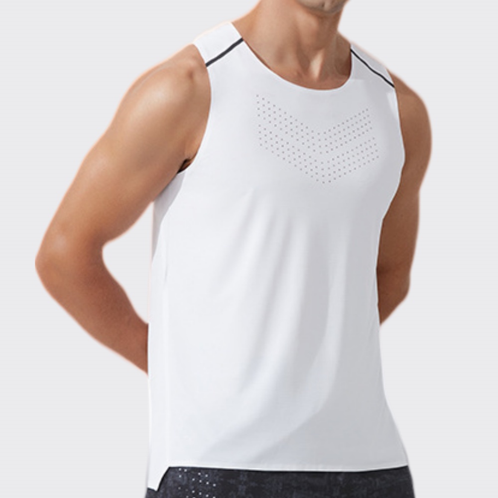 男性ジムベスト速乾性ランニングワークアウトノースリーブシャツ - Outdoor Camping Logo のレビューと価格