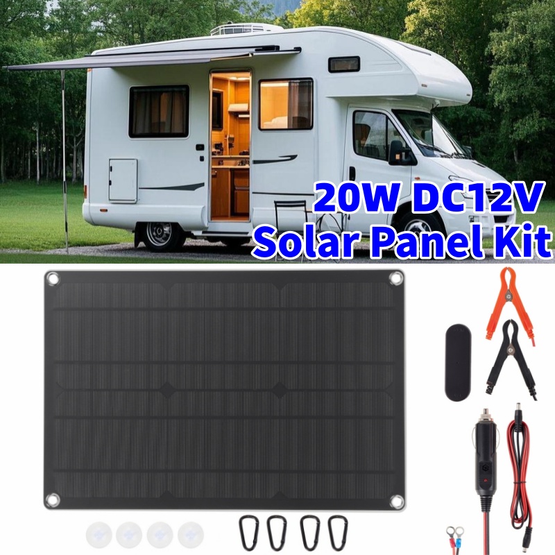 20 ワット太陽電池トリクル充電器 12V 防水ソーラーパネ - Battery Outdoor Camping のレビューと価格