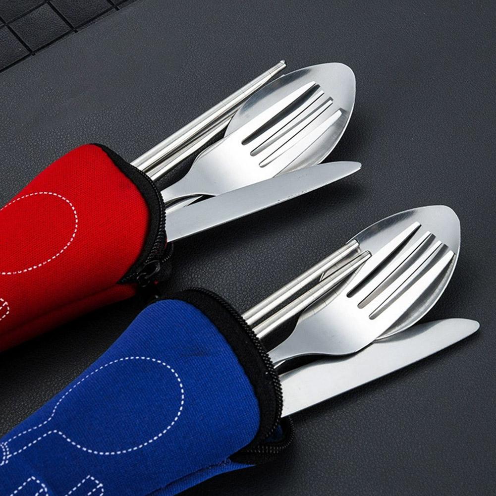 ピクニックセット食器洗浄可能ジッパー付きトラベルカトラリーキ - Outdoor Camping Dining Set のレビューと価格