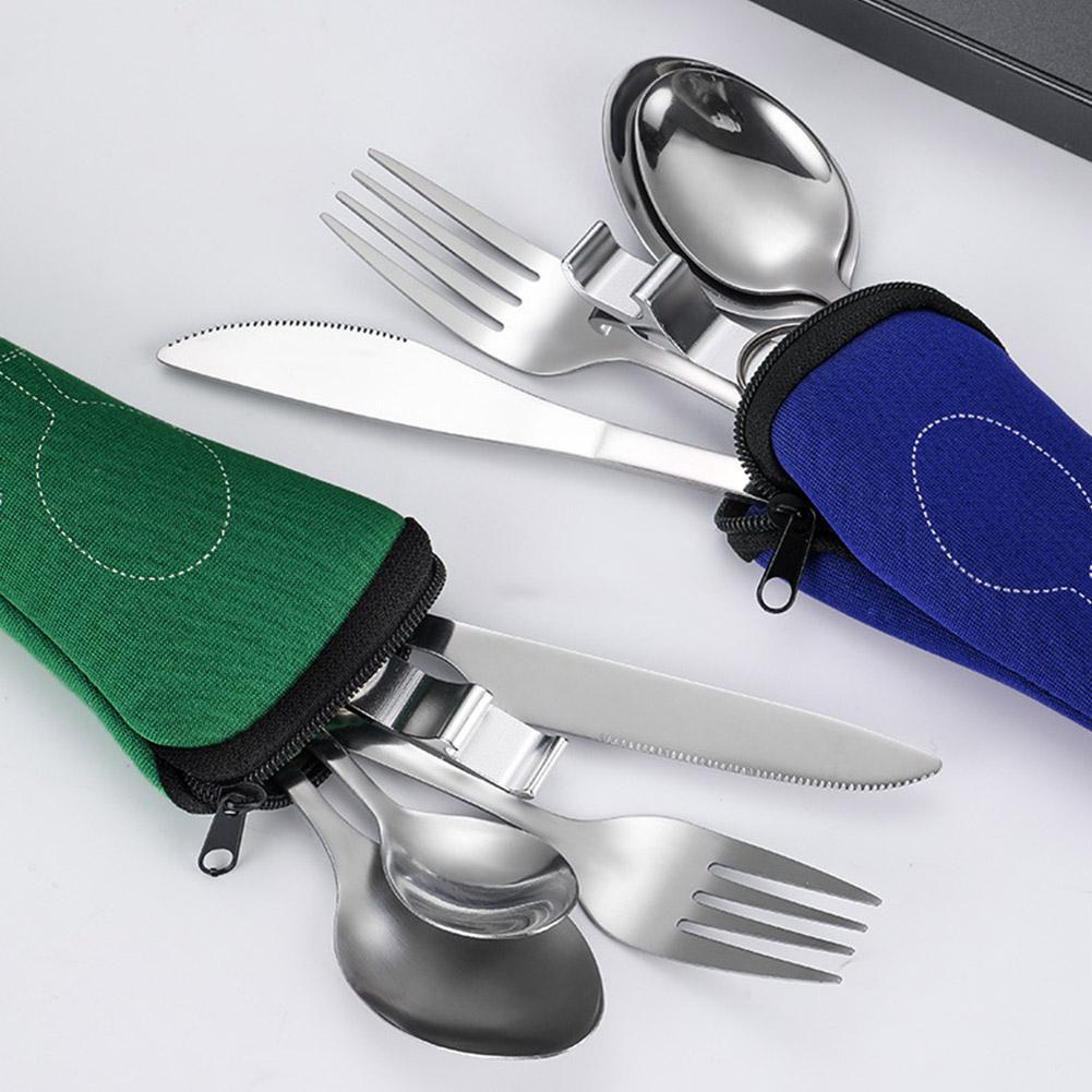 ピクニックセット食器洗浄可能ジッパー付きトラベルカトラリーキ - Outdoor Camping Dining Set のレビューと価格