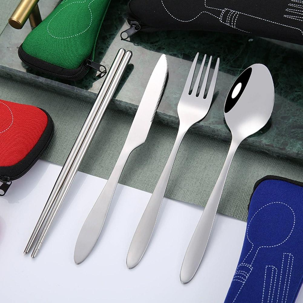 ピクニックセット食器洗浄可能ジッパー付きトラベルカトラリーキ - Outdoor Camping Dining Set のレビューと価格