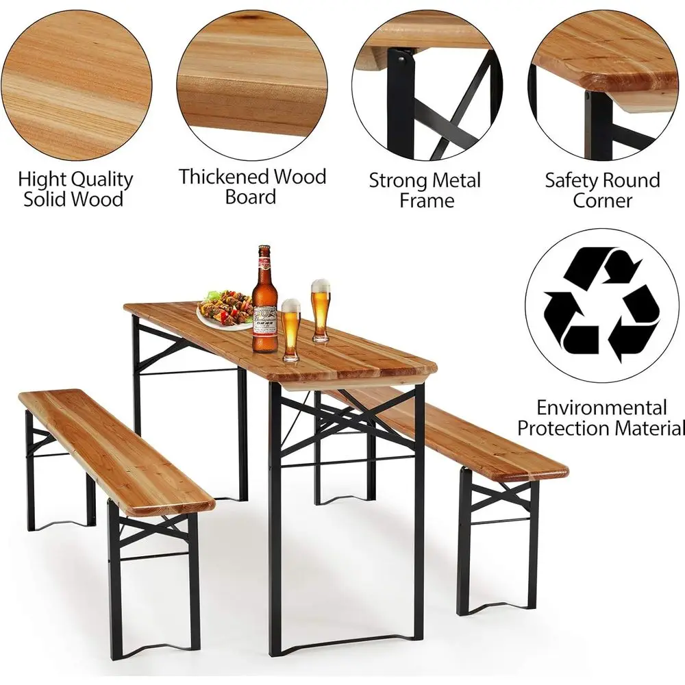 ポータブル70 3ピースピクニックテーブル＆ベンチセット（6 - Outdoor Camping Dining Set のレビューと価格