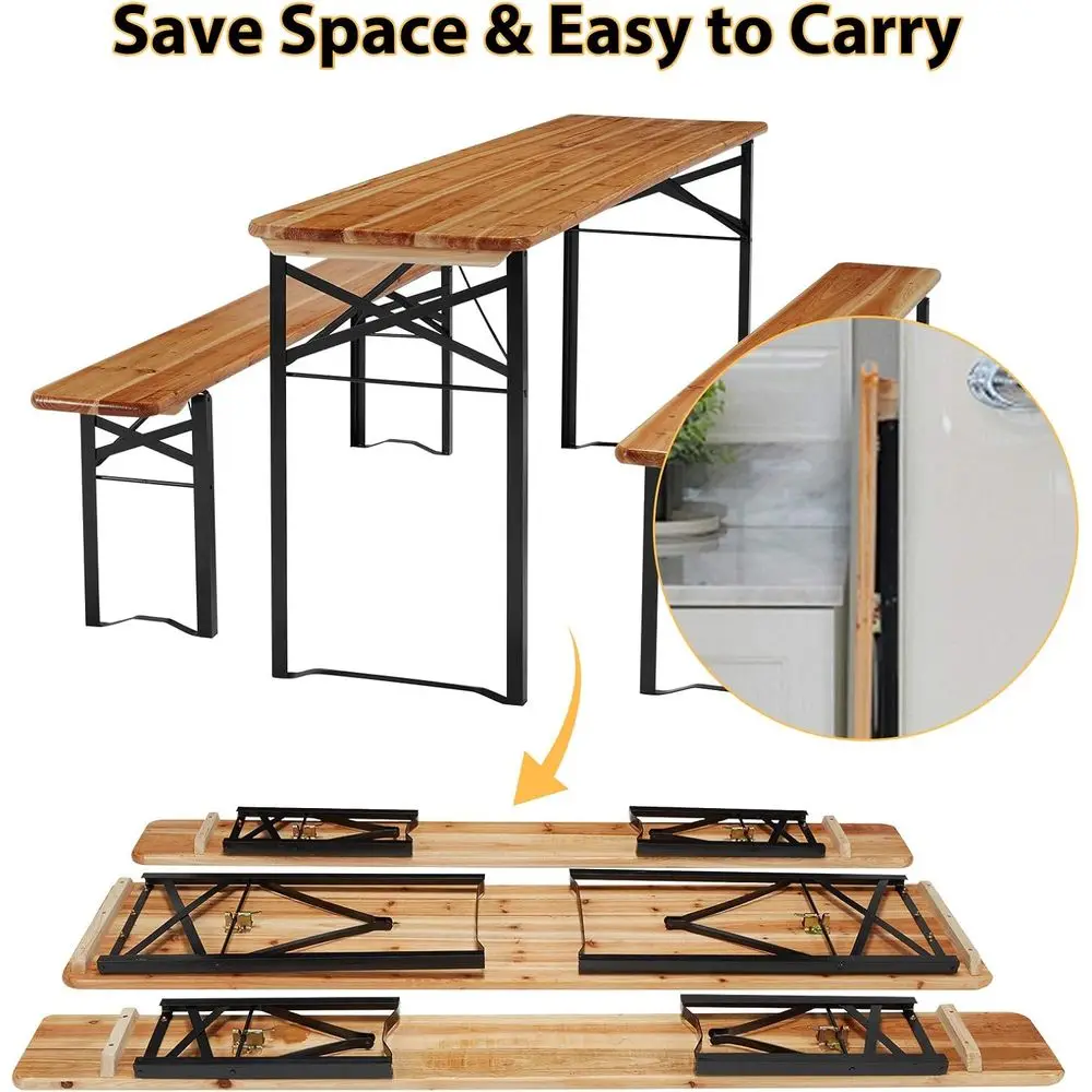 ポータブル70 3ピースピクニックテーブル＆ベンチセット（6 - Outdoor Camping Dining Set のレビューと価格
