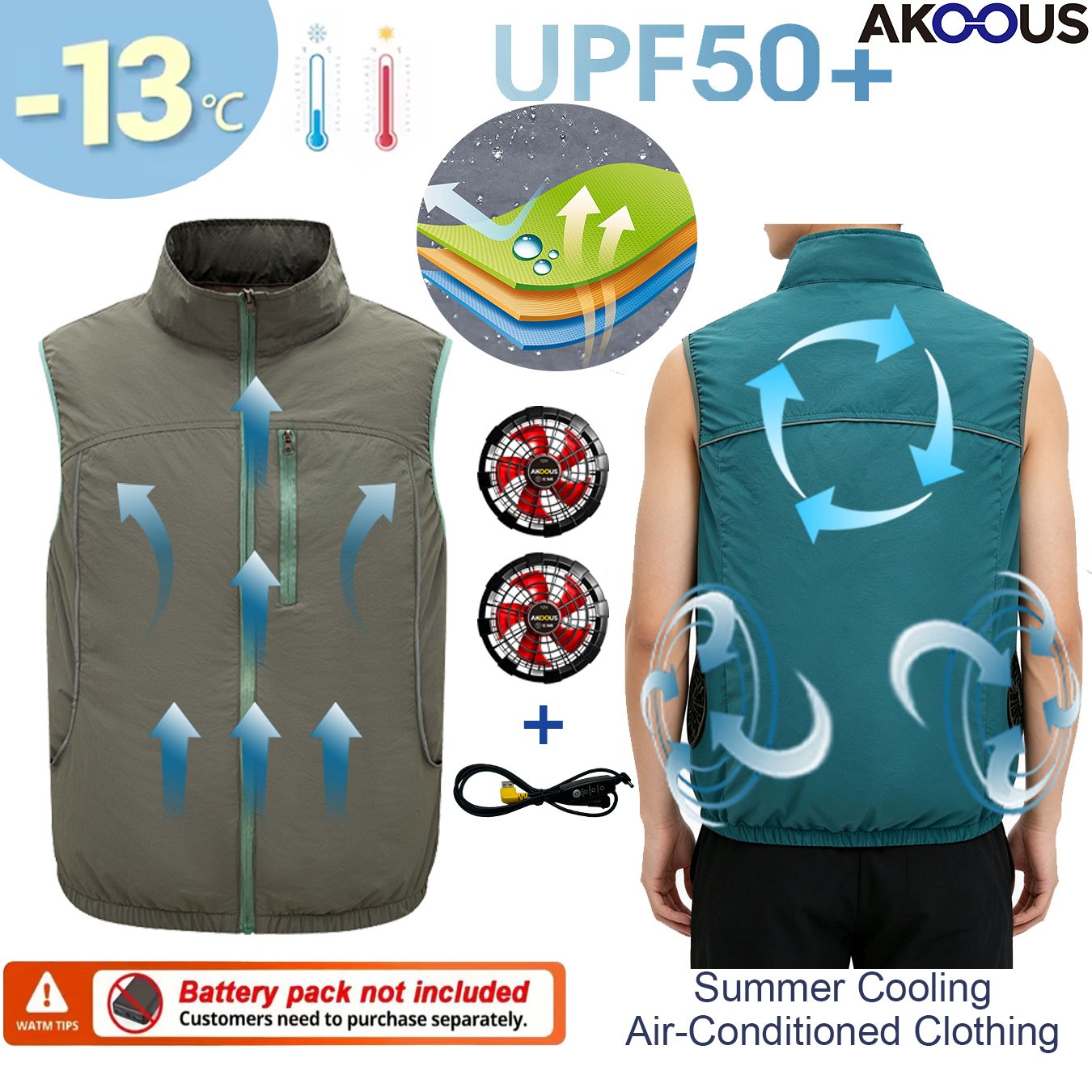 12V 5V USB ノースリーブ冷却ファンベスト通気性エア - Outdoor Camping Air Conditioner のレビューと価格